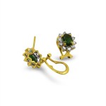 14k Yellow Gold Diamond and Emerald Earrings